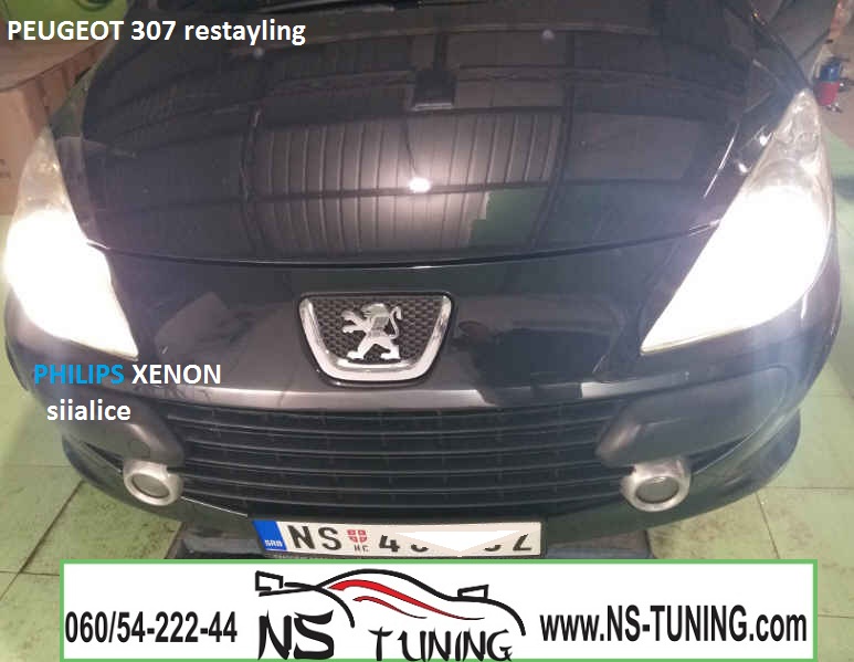 peugeot pezo 307 restayling xenon svetla h7 sijalica sociva philips ugradnja xenona novi sad tuning